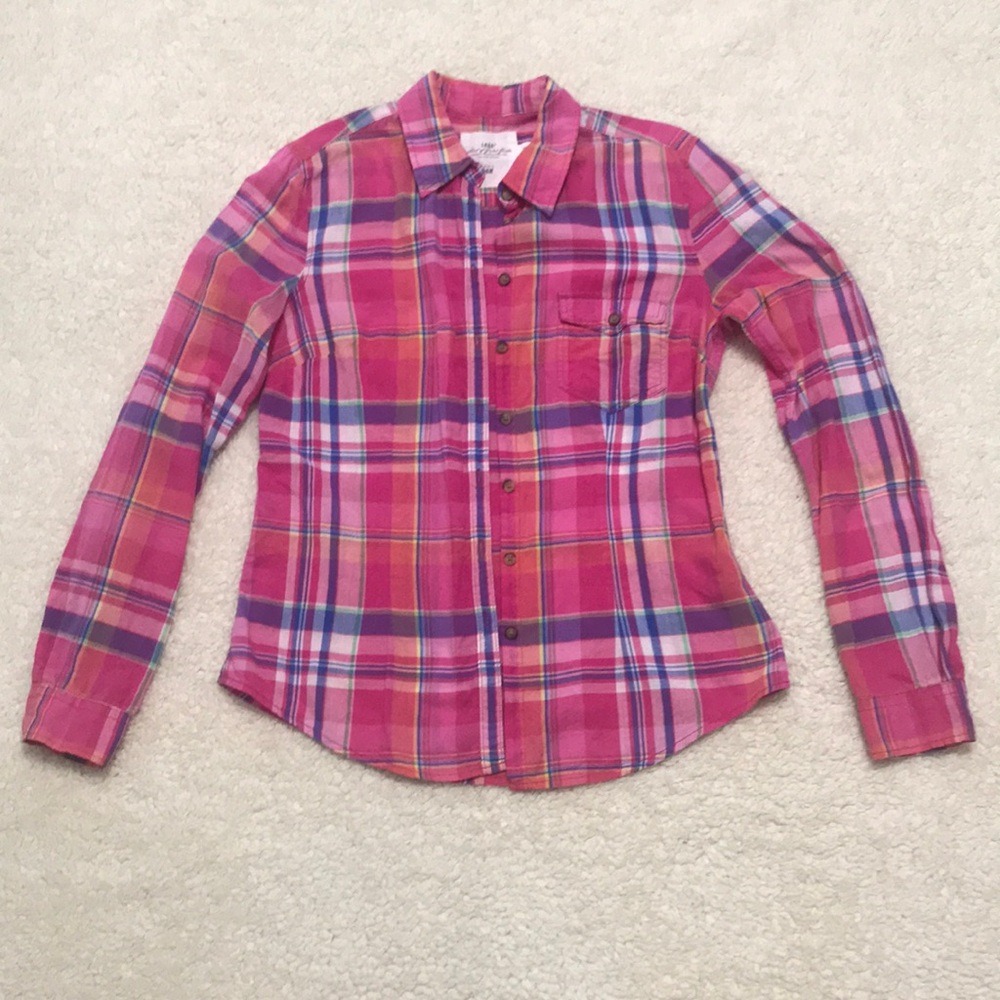 H&M Womens plaid cotton button down size 8